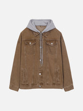 Veste en jean unie à capuche amovible